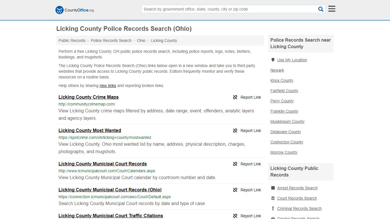 Licking County Police Records Search (Ohio) - County Office