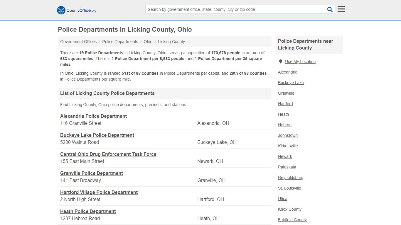 Police Departments - Licking County, OH (Arrest Records & Police Logs)